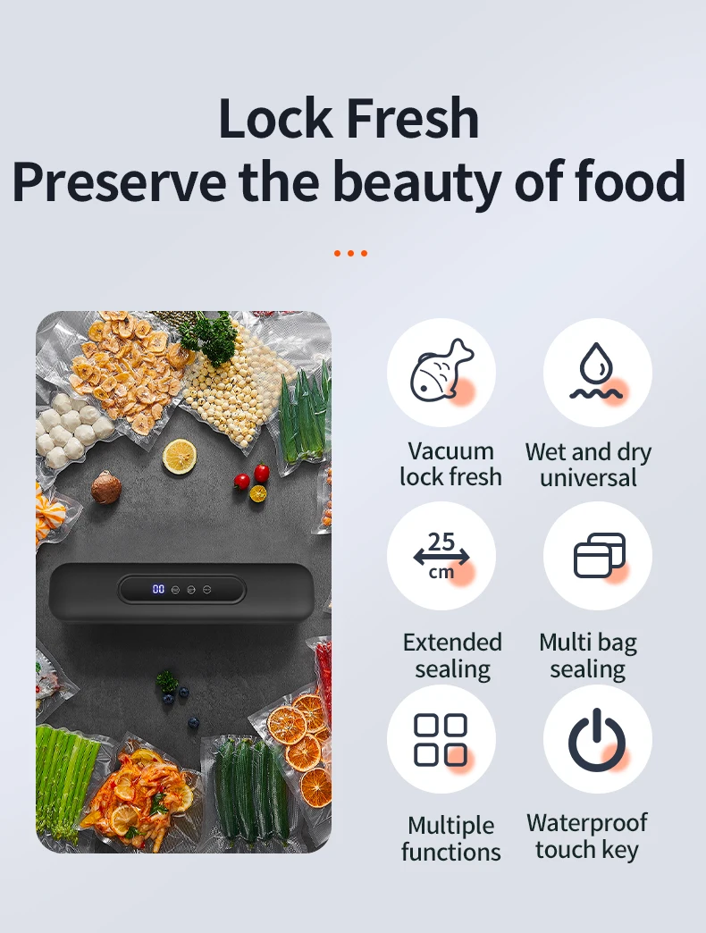 新型2024真空食品保鲜封口机，带液晶显示自动封口机，用于食品储存