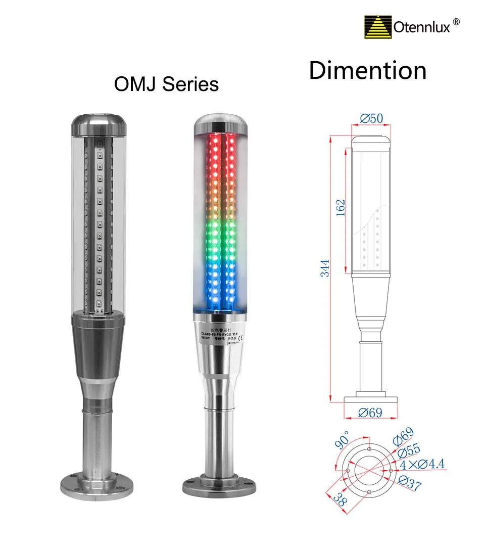 High Efficiency Machine Tool Flashing Light Twinkle Light Red Yellow Green Blue 4 Layers 24V DC Flash Led Light Tower Lamp