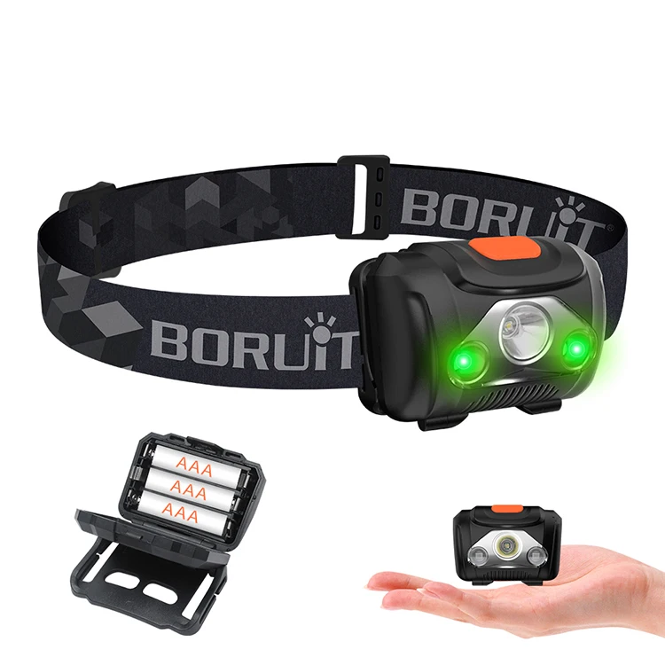 200 Lumens Green Light LED Headlamp for Fishing and Hunting 4 Modes 3AAA Battery Long Endurance Mini Portable Headlight