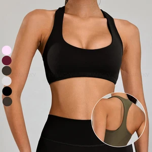 Custom Plain Slim Fit Sleeveless Crop Top Yoga Workou Tops Outdoor Sports Quick-dry Running Yoga Sports Bra for Women