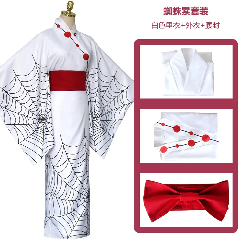 Compra online de 4 pçs anime demon slayer kimetsu não yaiba aranha oni  ayaki rui cosplay traje quimono masculino conjunto completo roupa de festa  de halloween