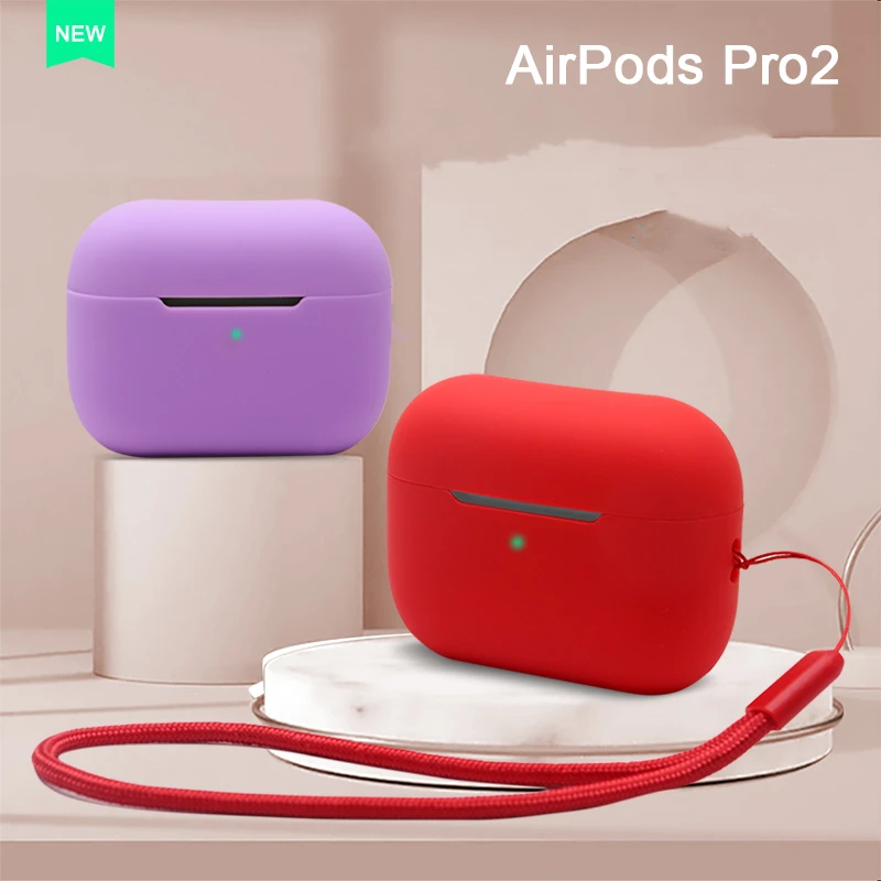 2022 New Silicone Case For Apple Airpods Pro 2 Cases With Lanyard Strap