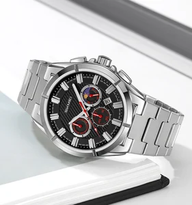 SKMEI 9355 High Quality Customized Silver Quartz Wristwatches Men Luxury Fashion Outdoor Clock Reloj