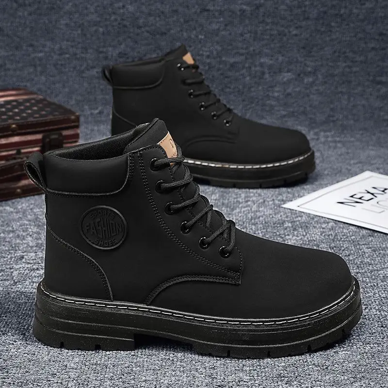 Yellow Black Men's Leather Motorcycle Short Boots - Stylish