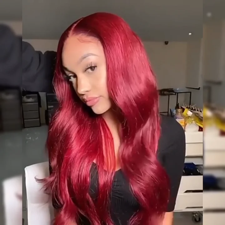 Malaysian 13x4 Lace Frontal Wigs Cherry Red Color Straight Body Wave Lace Closure Human Hair Wigs For Black Women Bleached Knots Buy Human Hair Wigs For Black Women Bleached Knots Malaysian 13x4 Lace