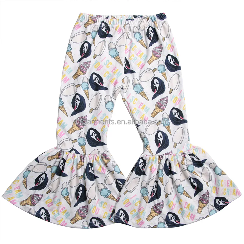 Spooky Ghost Print Girls Bell Bottom 
