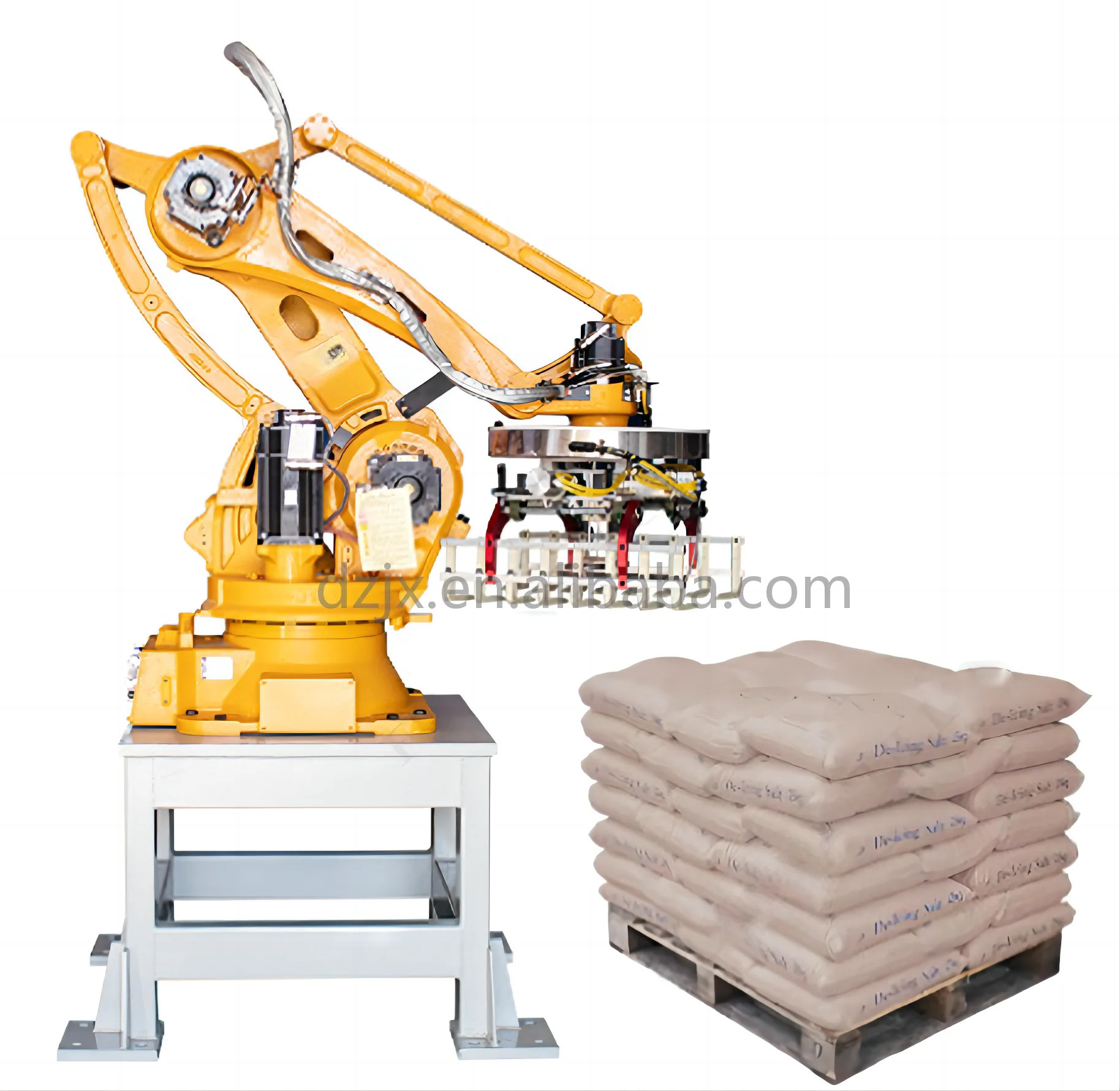 Dzjx 15 Kg 25kg Bag Automatic Robot Palletizer 4 Axis Auto Bags Suction ...
