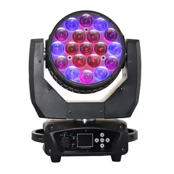 Professional stage lighting LED 19x15W RGBW 4 in 1 moving head zoom beam wash light disco DJ bar party wedding