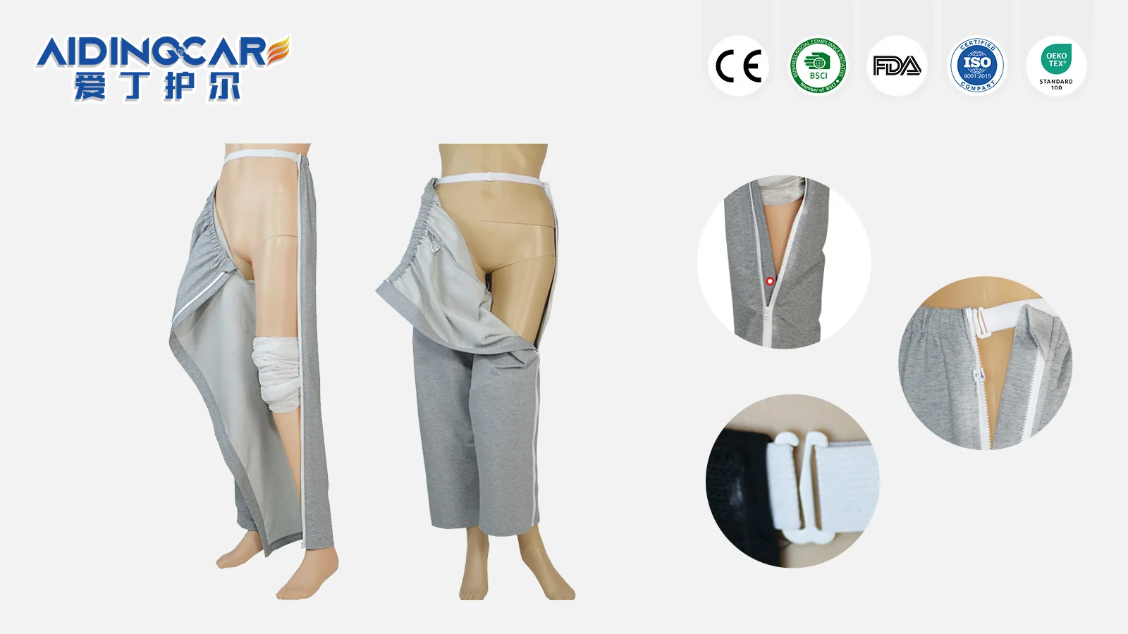 Wholesale Full Opening Nursing Pants Open Crotch Trouser Home Hospital - product detail 1