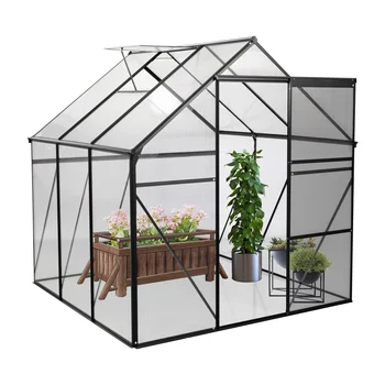 Free Shipping 6x6 FT Polycarbonate Greenhouse and Anchor Aluminum Heavy Duty Walk-in Greenhouses for Outdoor Backyard