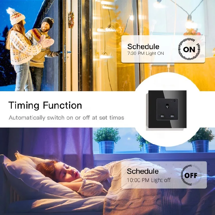 Shuwei High Quality Modern Style Tuya Smart Life Remote Control Waterproof Wifi Wall Power Socket