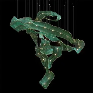 Maichuangrui Lighting Custom Blue Glass Chandeliers Adjustable Height DC 12V LED Hanging Lamps for Hotels with 5-Year Warranty