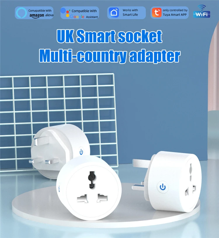 Universal Standard Travel Socket British Standard Universal Hole Tuya Wifi 16A Smart Voice Control Remote Timing Socket