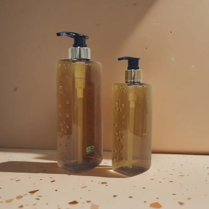 Custom Luxury 300ml 500ml PETG Plastic Pump Bottle Shampoo Shower Gel Body Wash Square Bottle