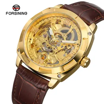 China watch manufacturer FORSINING mechanical luxury automatic genuine leather custom logo men wrist