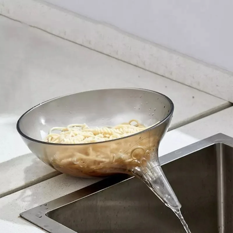 Multifunction Plastic Colander with Spout Filter Kitchen Strainer Basket Funnel for Fruits Veggies Drain Bowls Strainer