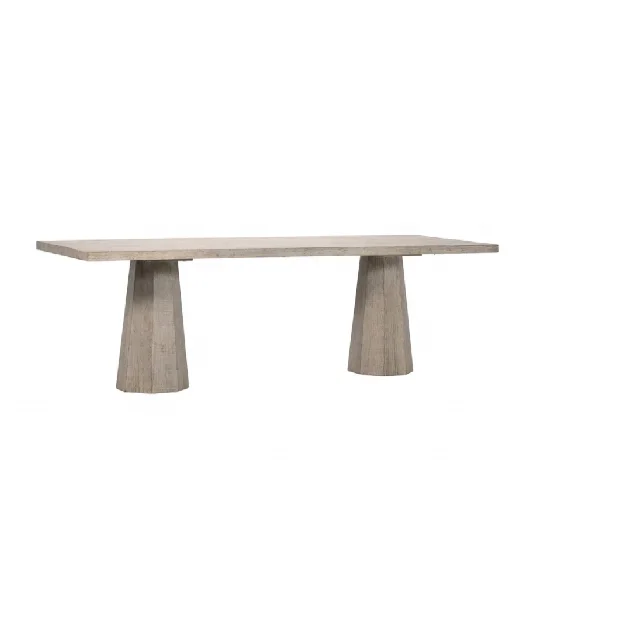 Wood Natural Rectangle Dinning Table With Conical Base For Dining Room 