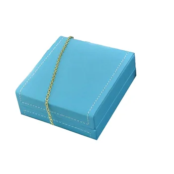 Portable Custom Logo Printed Faux Leather Blue Big Boxes Jewelry for Necklace Chain