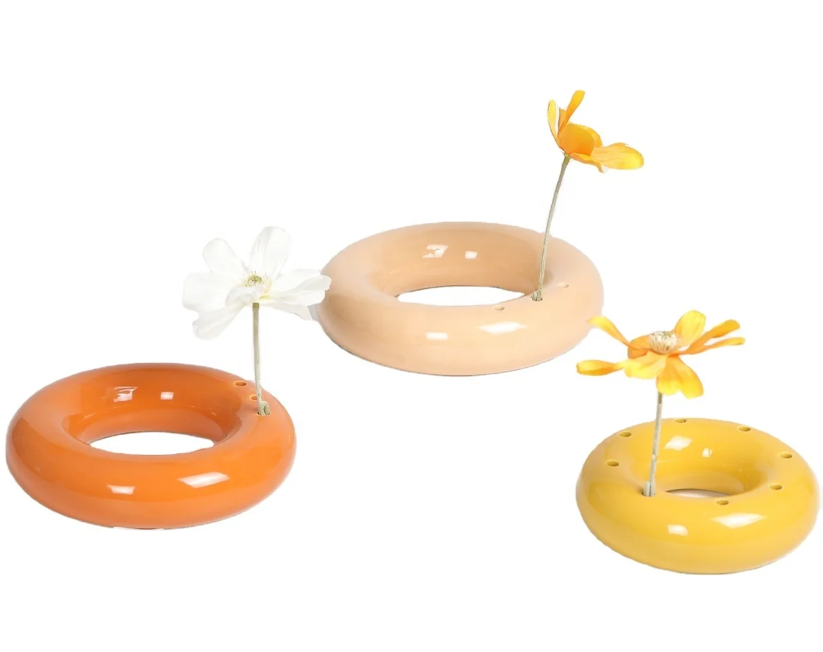 hot sale plant pot round shape ceramic flower receptacle for