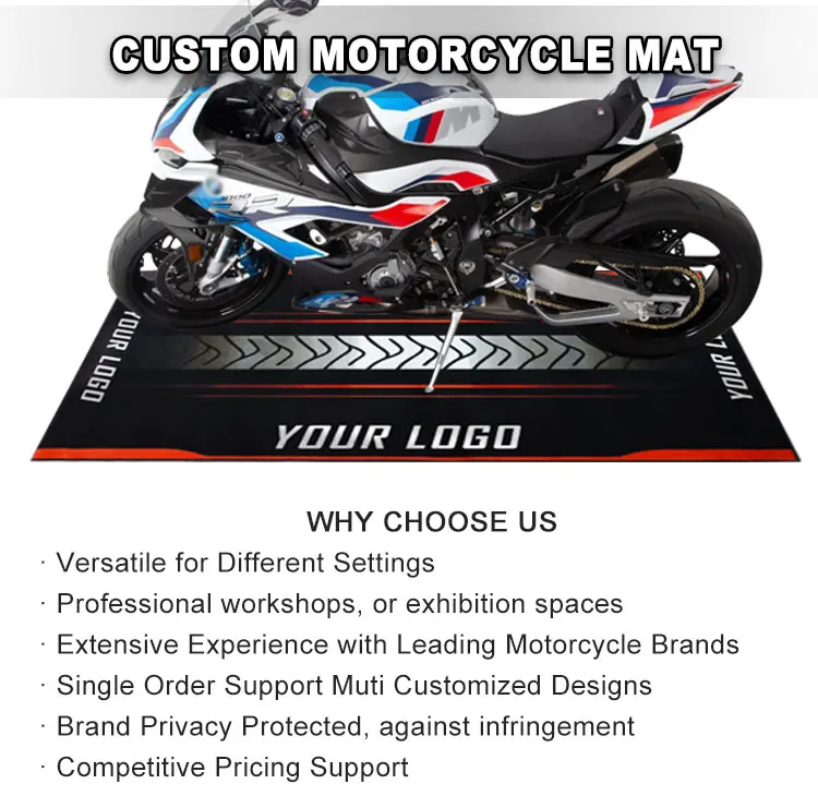 Personalized Garage Floor Mat Custom Drag Race Logo Rubber Backing Ruber Pit Mat for Motorcycles details