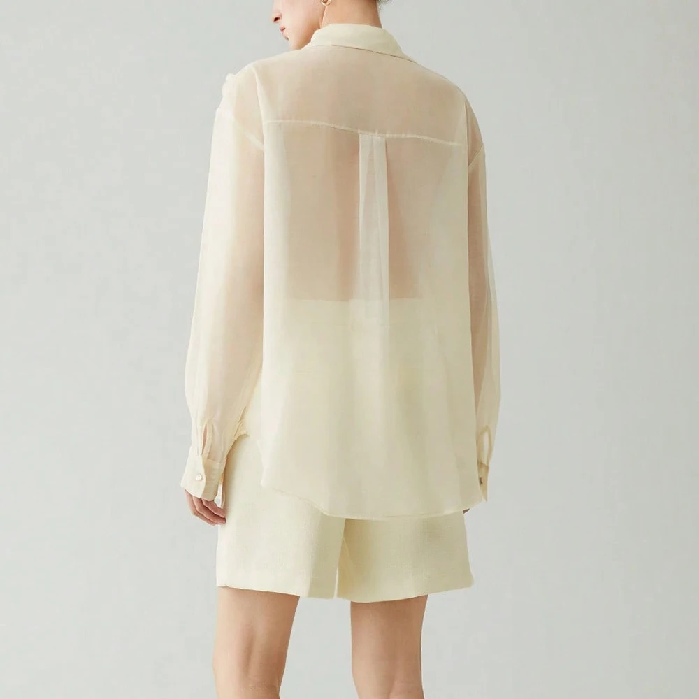 Chiffon Rose Design Cardigan Button Shirt Fashion Girl Long Sleeve Modest Blouse Elegant Women's Blouses & Shirts