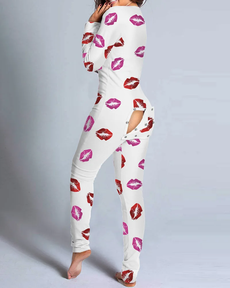 2022 San Valentines Day Pajama Butt Flap With Tail Sleepwear Cute Printing One  Piece Women Pajamas| Alibaba.com