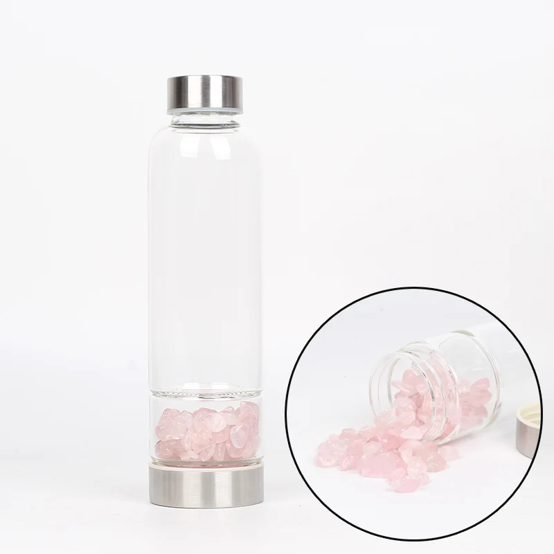 Wholesale Natural Healing Crystal Infused Glass Water Bottle With