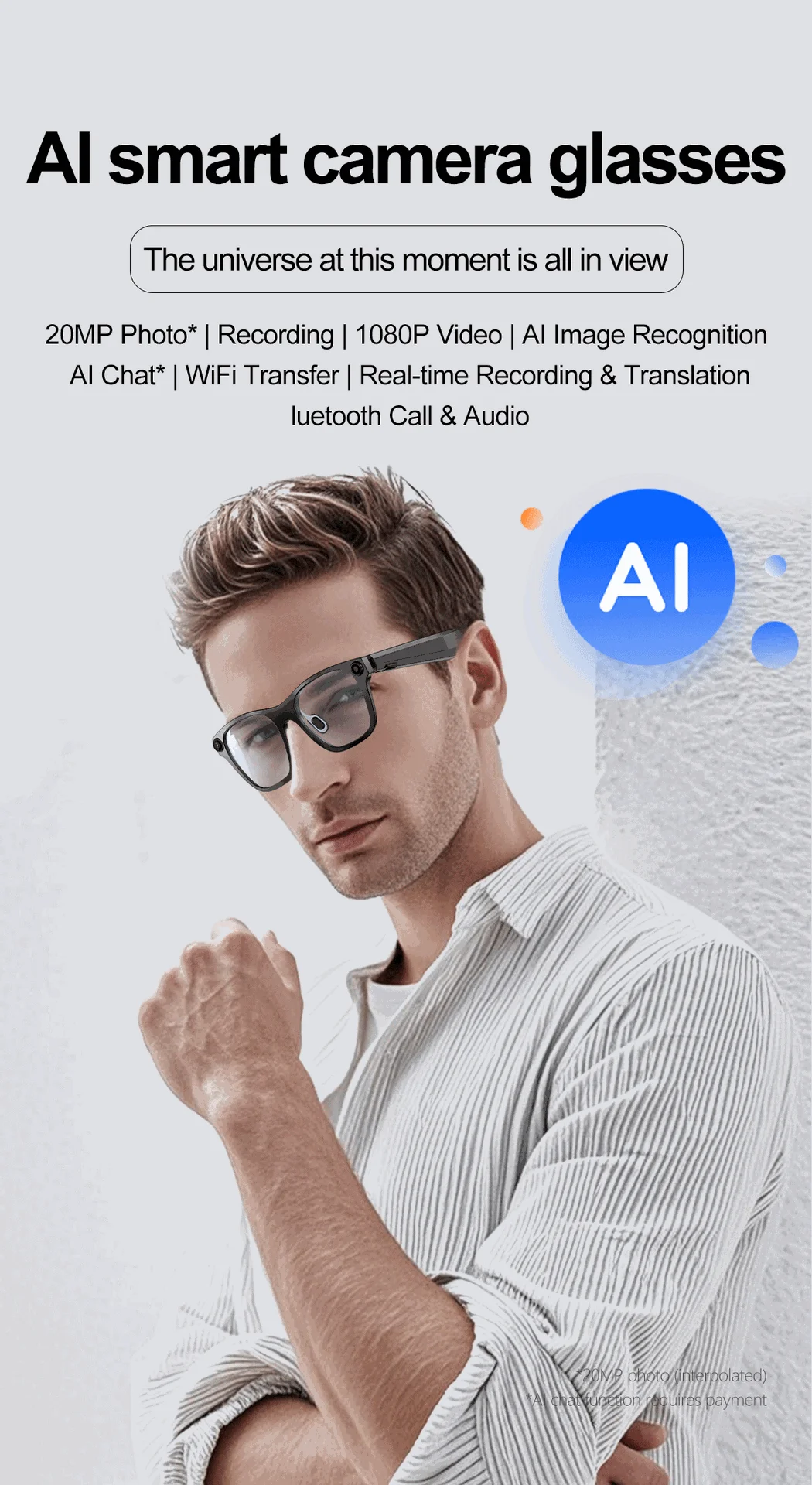 Welcome OEM Order, Factory Whole Selling First-person Perspective Smart S336 Ai Smart Glasses Anti Blue Light 2000w Pixel Camera Take Photos Video Recording Life - Buy Fashion Smart Sunglasses With 8mp Camera Take Pictures Video Ai Translation Chatgpt Bt Calling Music Smart Glasses Men Ai Smart Glasses With Camera 800w 1080p Video Dialogue Calls & Music On-site Recording Translation Smart Glasses Photochromic Lenses Ai Camera Smart Glasses