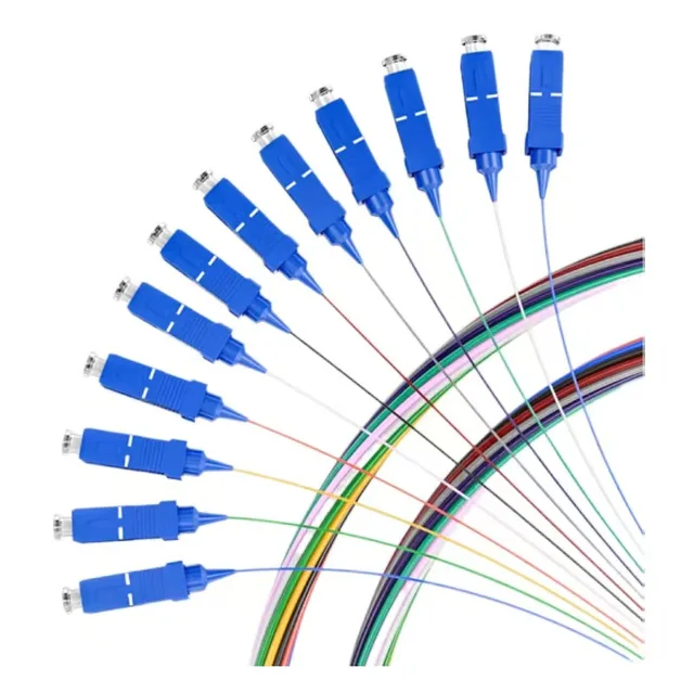 Jue Hong 1.5 Meters Optical Fiber Pigtail Kit 12 Color Single Mode Fiber Optic Pigtail SC UPC 12 Fiber Optic Core Pigtail