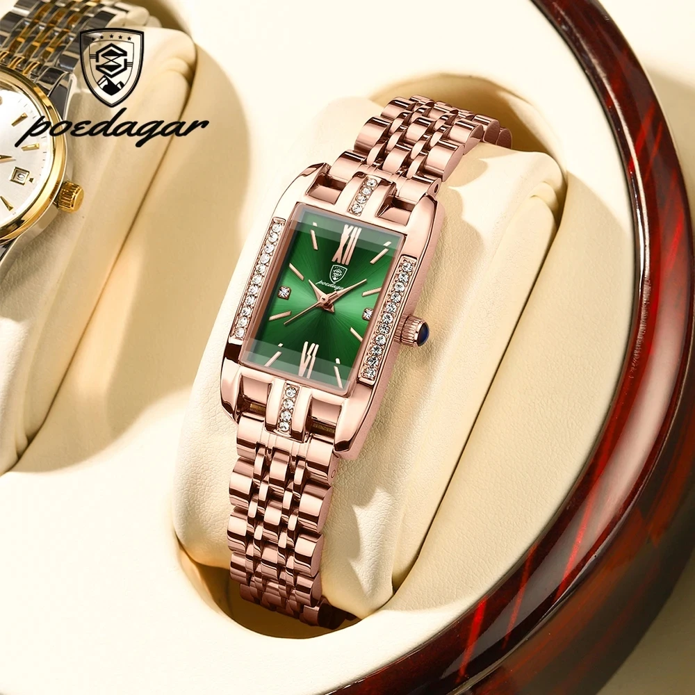POEDAGAR 365 High Quality Diamond Watch Top Brand Fashion Business Rectangle Waterproof aperçu 2