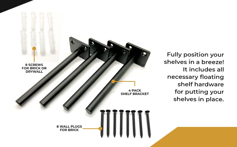 Heavy Duty Hidden Wall Shelf Mount Supports Corner Floating Shelf