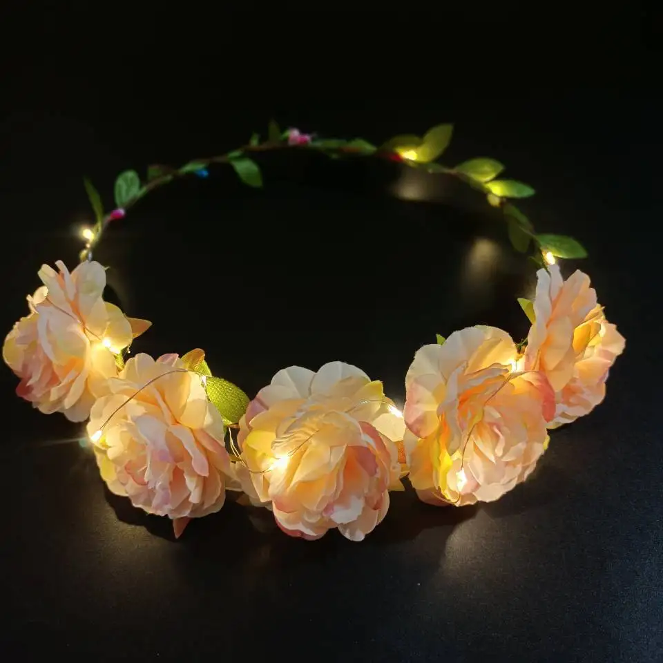 LED Garland Hair Bands Flower Crowns for Kids Glowing Floral Headpiece