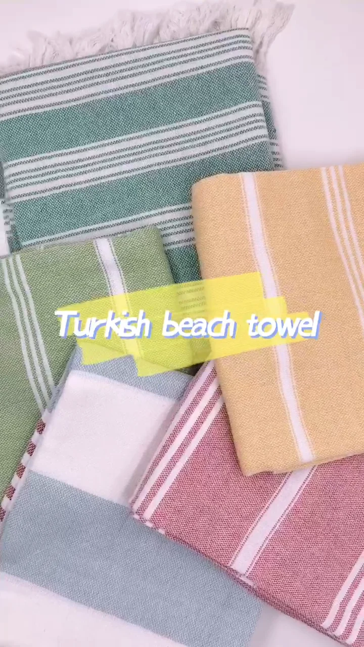 Oem Customized Turkish Stripe Beach Towels With Tassels Classical