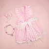 Pink dress+hairpin+necklace