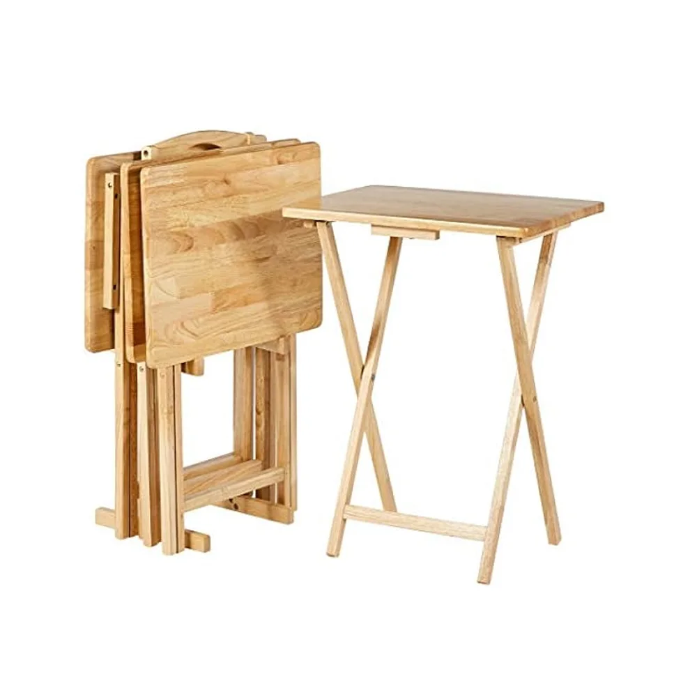 Wholesale Portable Rectangular Folding Tray Table 4-Tray Console for TV Dinner Kitchen Livingroom Bedroom-Space Saving