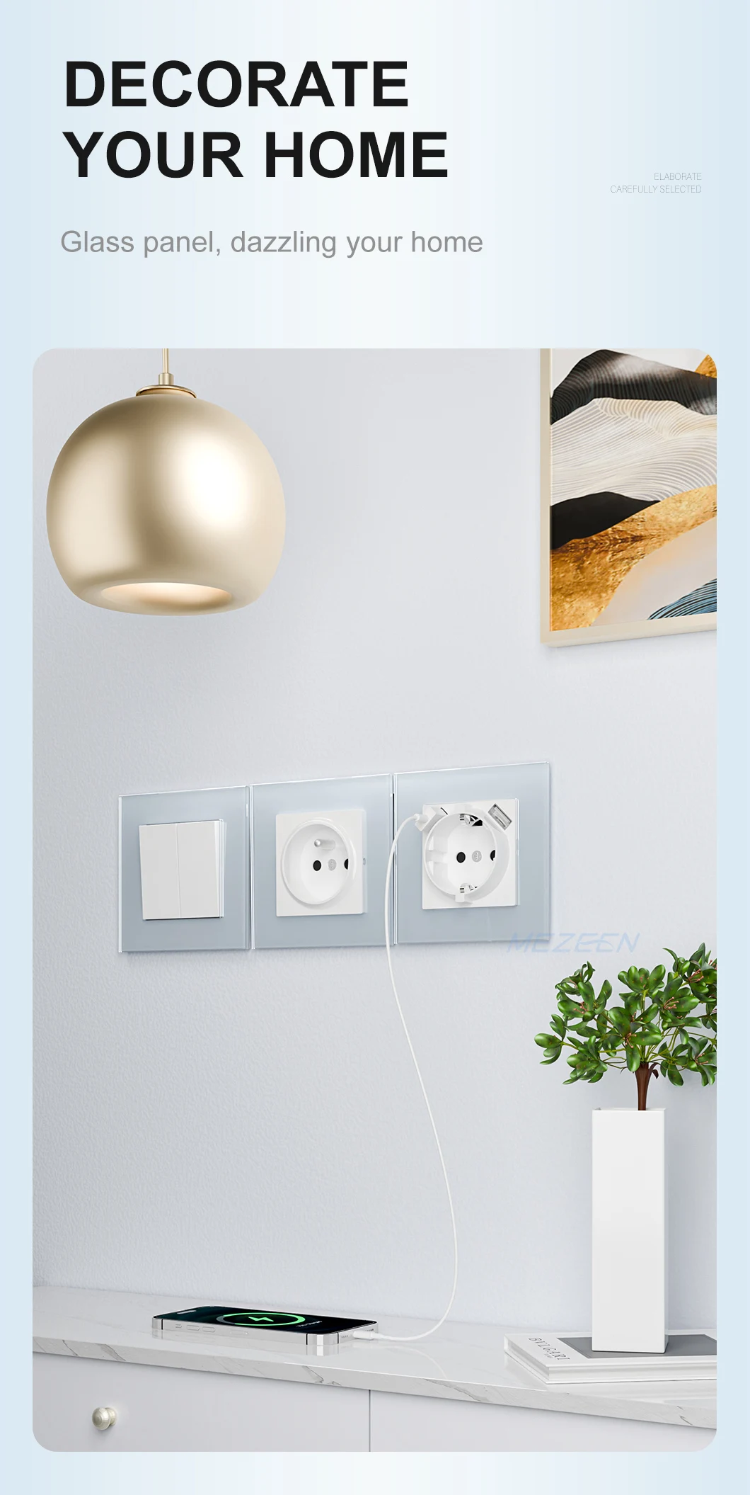 European Standard Glass Panel Electrical Socket French Socket 250V~ 16A ...