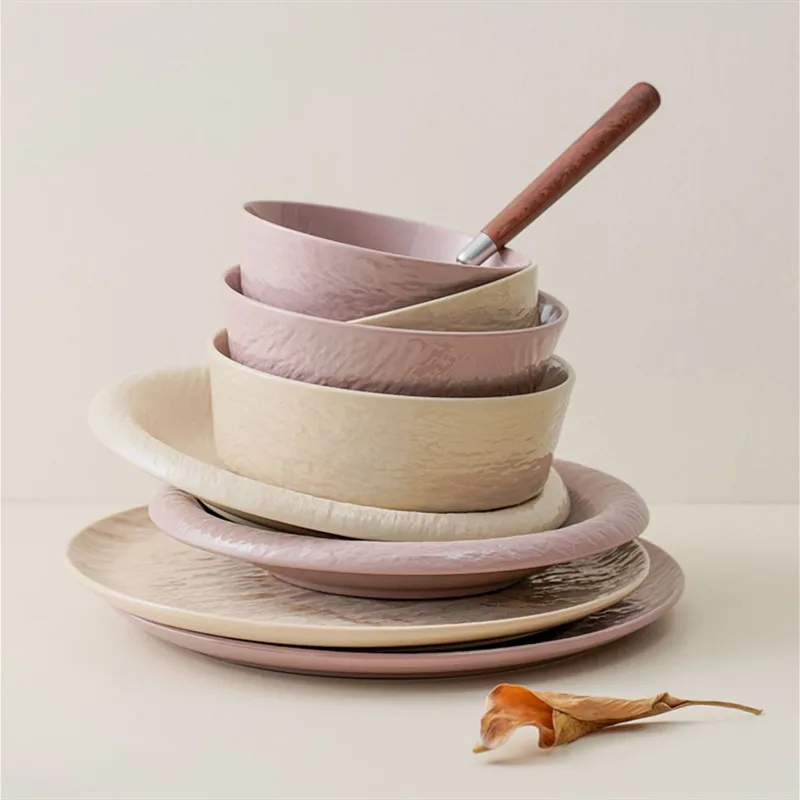 Nordic Ceramic Solid Color Dishes Vegetable Plates and Bowl Hotel