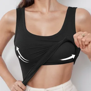 Women's Seamless Tank Tops Comfortable Casual Base Shirt with Wide Shoulder & Rib Knitted Chest Pad Wholesale