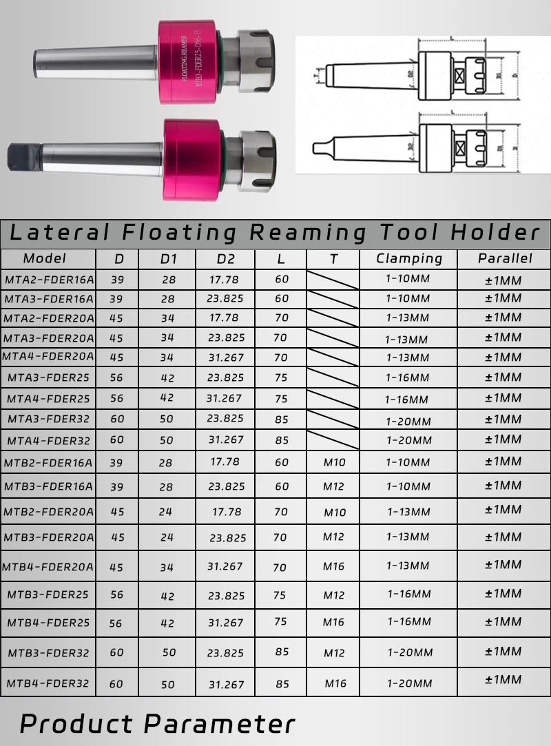 Er Adjustable Floating Reamer Holder Bt30 Bt40 C20 C25 Fder11ad30