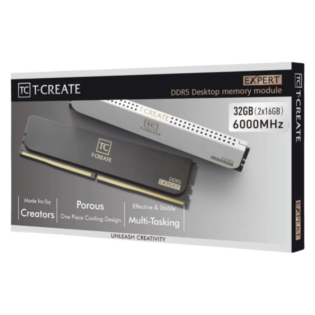 白色 DDR5 32GB (16✕2 GB) 6400MHz T-CREATE EXPERT DDR5 DESKTOP MEMORY WHITE 64GB(2x32GB) 6400MHz CL34