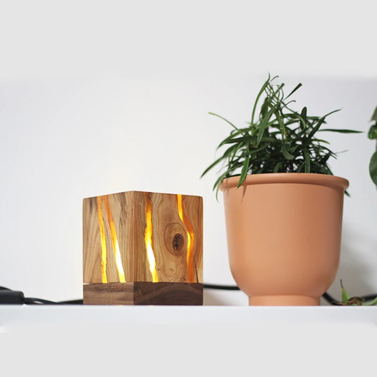 Maxery Wood and Epoxy Resin Lamp, Night Light Home Decor, Resin Lamp Unique  Gifts Ideas