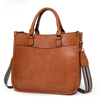Women's Retro Casual Crossbody Tote Bag New Fashionable Waterproof PU Shoulder Bag with Chains Decoration Versatile Stylish