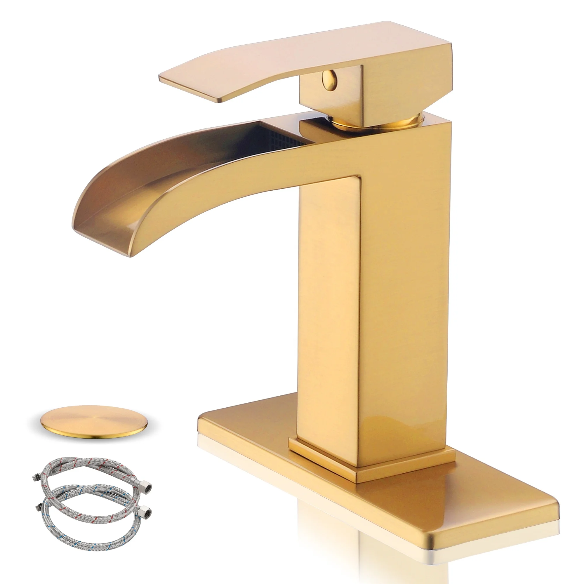 Modern Gold 304 Stainless Steel Chrome Ceramic Valve Core Bathroom Basin Faucet Zinc Alloy Handle Hot/Cold Mixer Tap 5 Year