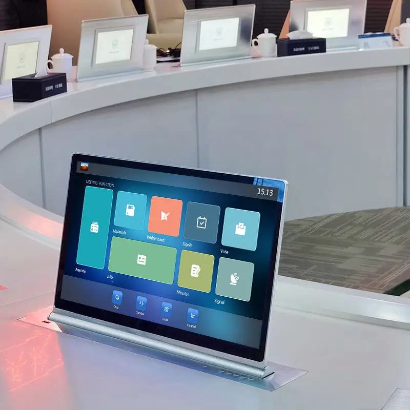 21 Inch Motorized Pop Computer LCD Monitor Lift for Paperless Conference System for Meeting Use in Conference Rooms