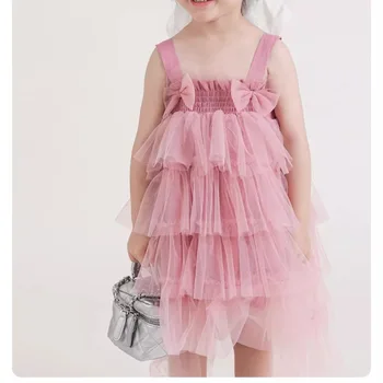 Girls' new dress children's mesh cake dress baby suit Princess dress bow tulle tutu dress