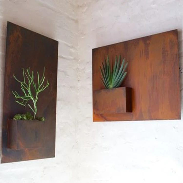 Стальной плантатор corten, подвесной Плантатор, прямоугольный стальной кортеновый стальной плантатор, подвесной на стену