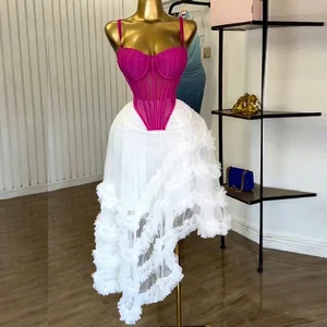 GX1376A Fashion Summer 2026 Street Wear Sleeveless Irregular Corset Top and Ruffled Cake Irregular Maxi Skirt 2 Piece Set