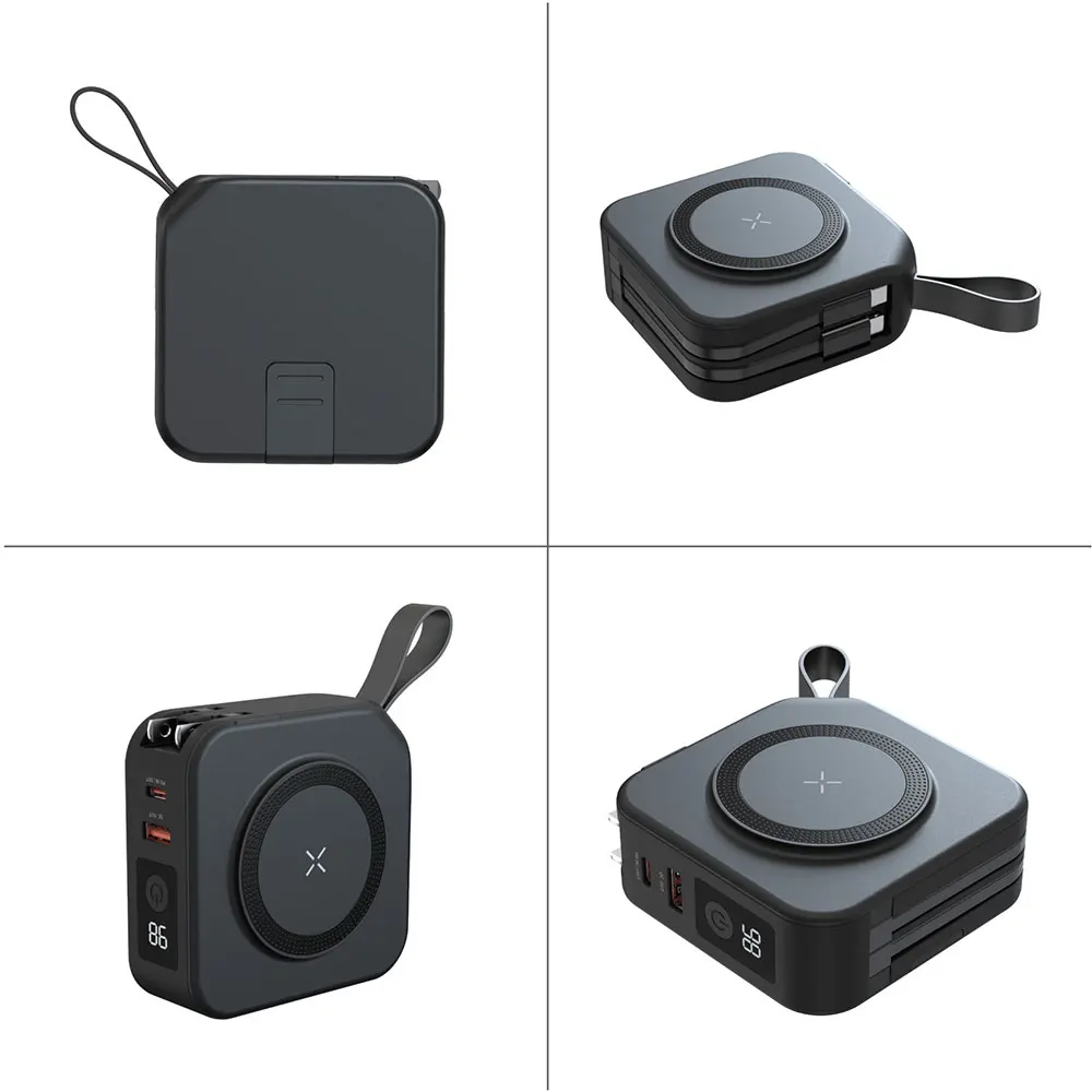 product 5 1 universal travel charger led display magnetic portable wireless fast charging 20w high capacity power bank support color-5