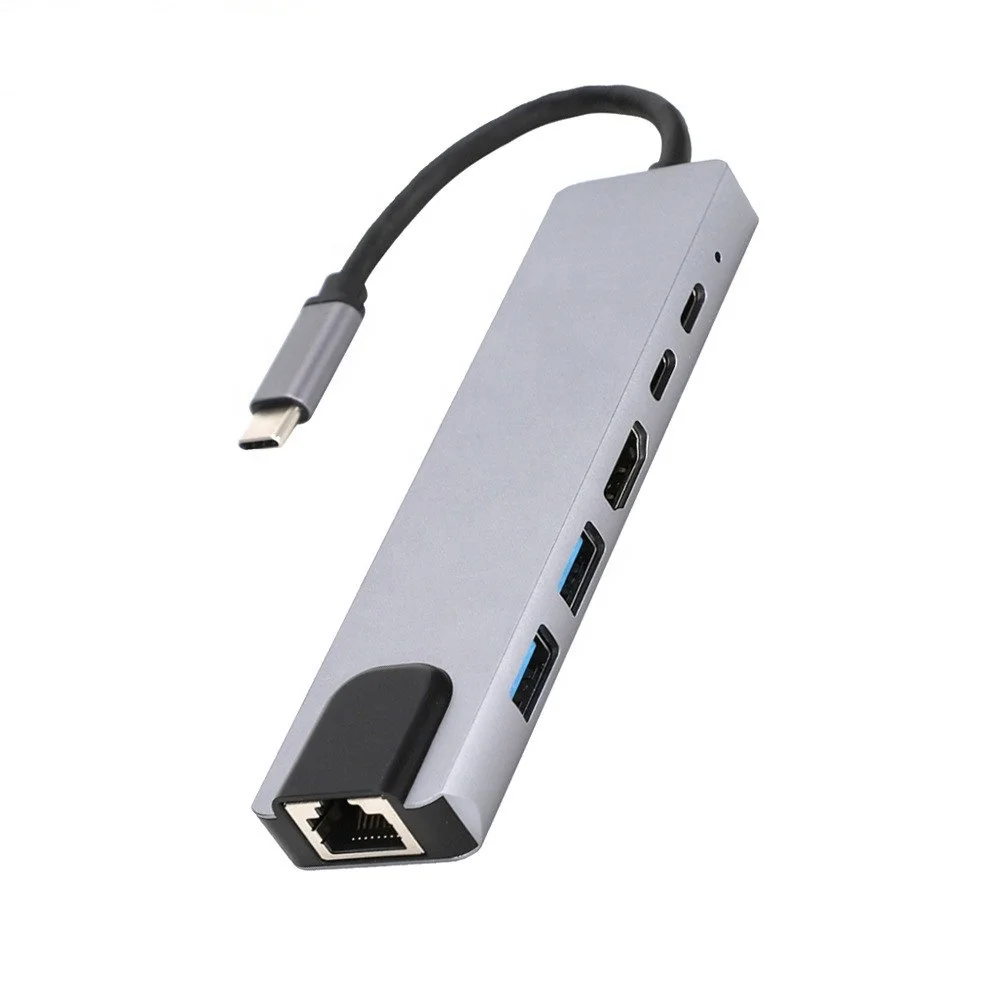 Multiport Docking Station Adapter 4 5 6 8 7 8 in 1 Type C to 4k hdmi SD TF Ethernet USB Type C Hubs
