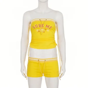 Dropshipping American Size 2026 Tank Top Jogging Wear Hot Sexy Summer Ladies Two Piece Shorts Set